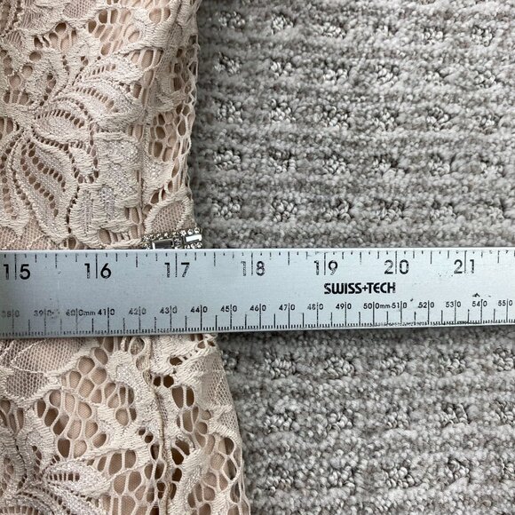 Jessica Laced Dress Women Size 14 Beige Rhinestone Waist Belt - Picture 10 of 11